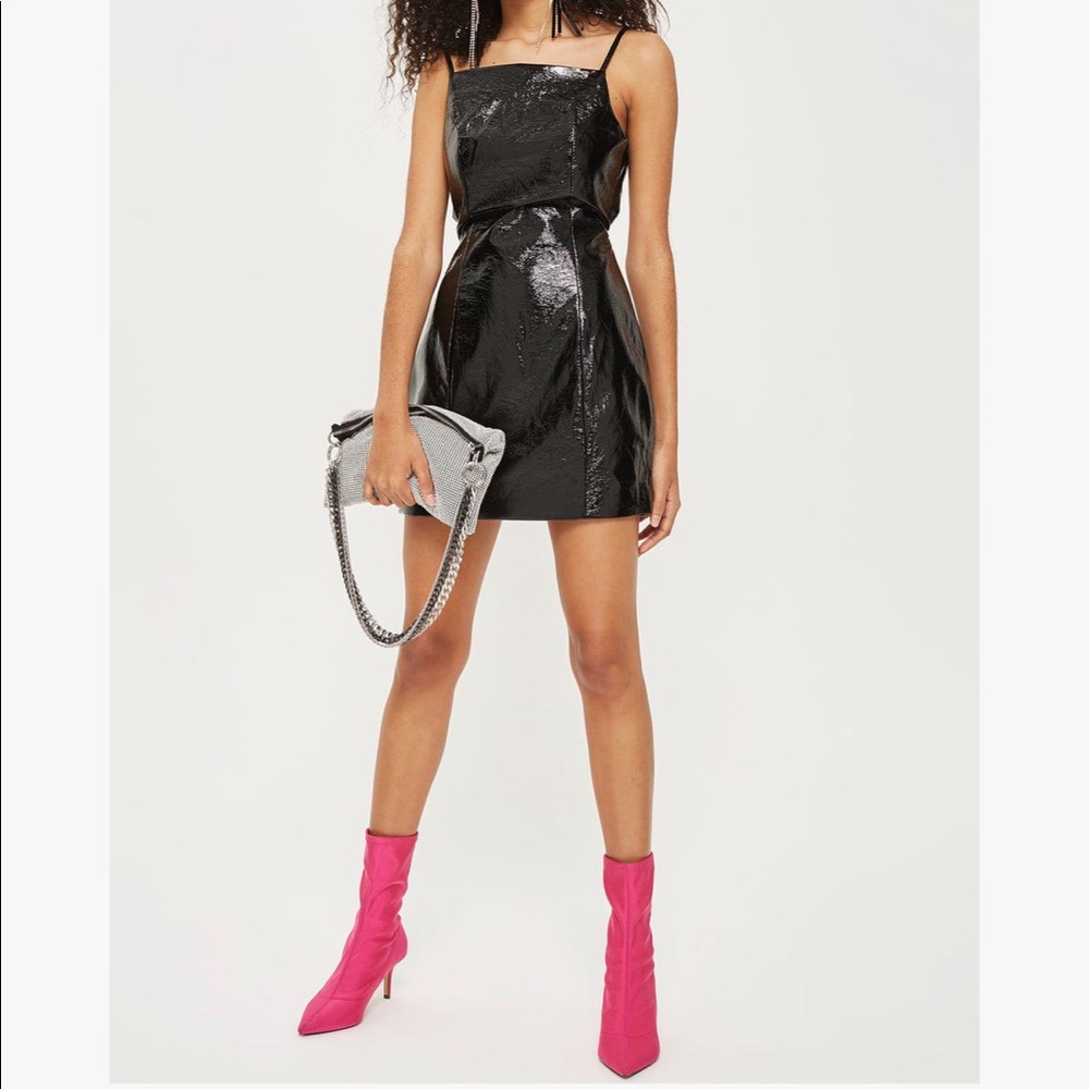 TOPSHOP Crackled Vinyl Minidress